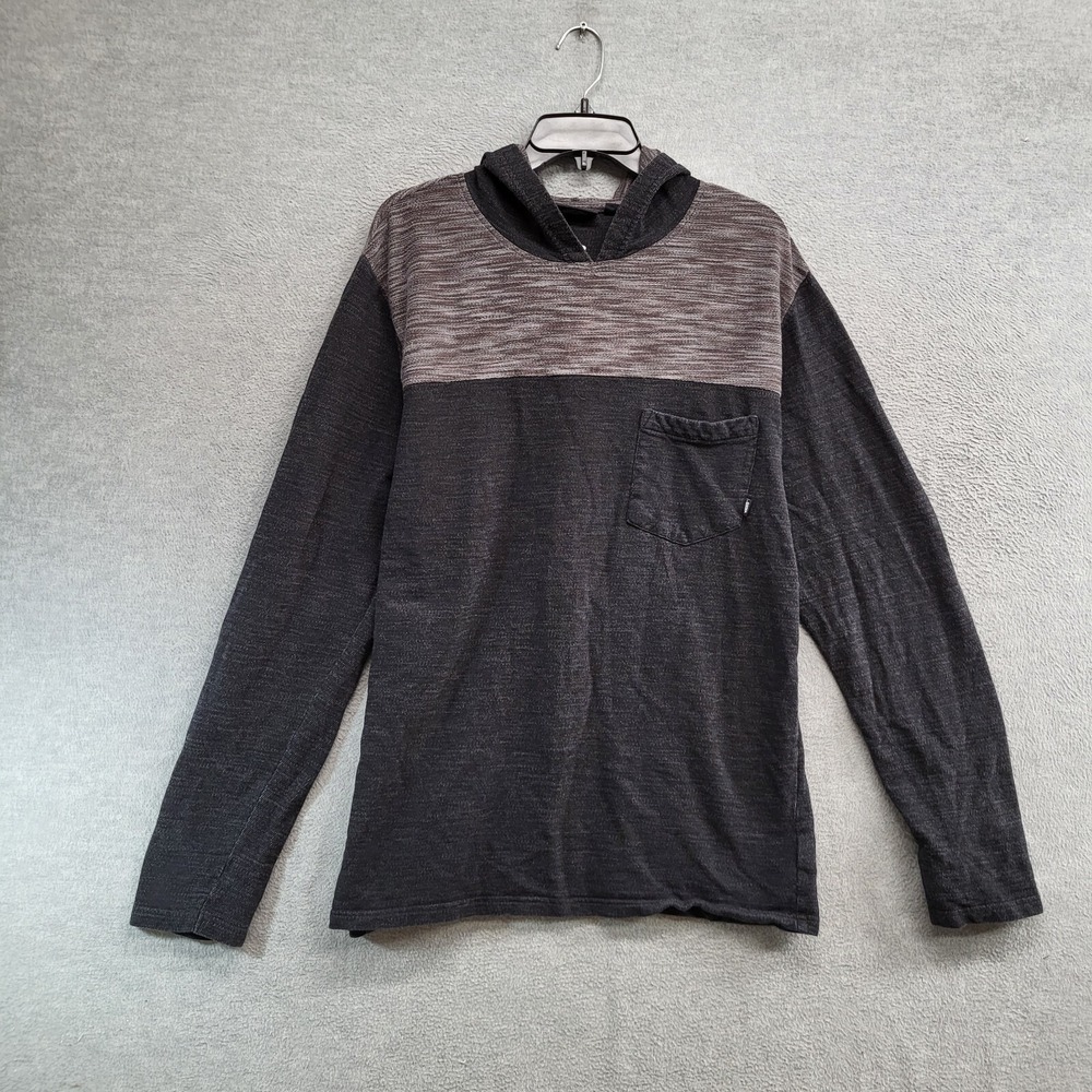 VANS Men Sweatshirt Medium Black Heather Pullover Hoodie Front Pocket